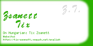 zsanett tix business card